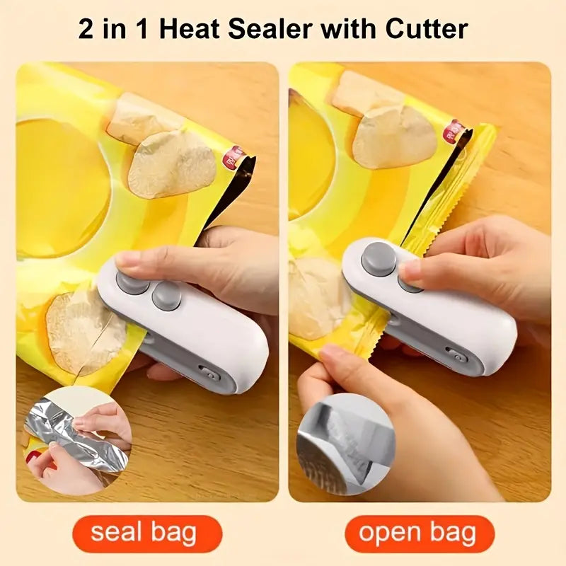2 in 1 USB Rechargeable Magnetic Bag Sealer with Cutter & Long Lasting Battery.
