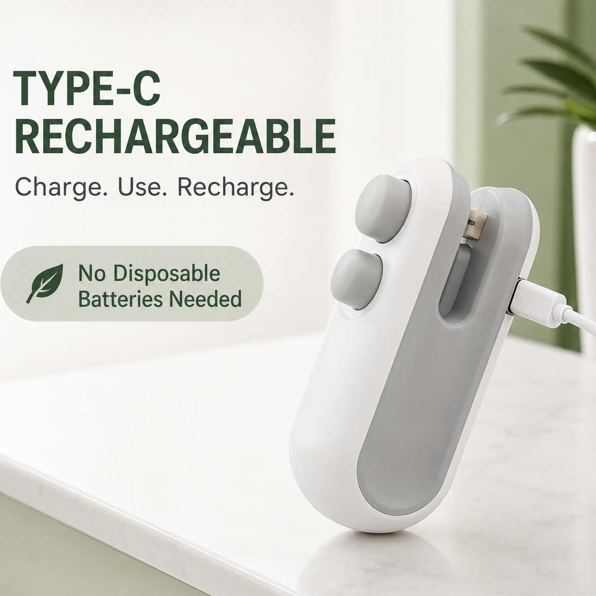 2 in 1 USB Rechargeable Magnetic Bag Sealer with Cutter & Long Lasting Battery.